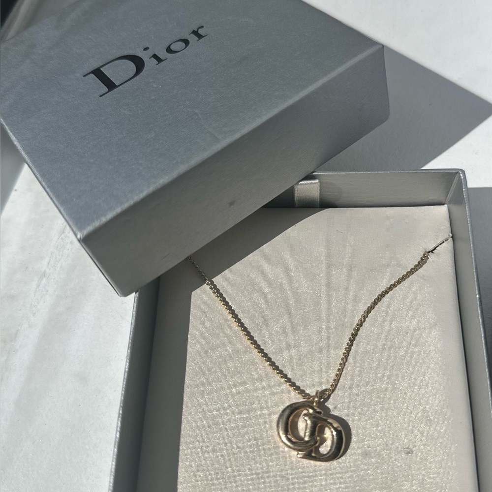 Dior Gold Plated CD Pendant Necklace
